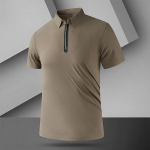 CHAFEI | Ice Silk Half-Zip Collar Short Sleeve T-Shirt