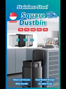 [SG STOCK] Stainless Steel Pedal Soft Closing Dust Bin -Durable & Stylish Trash Can for Home Kitchen bathroom & Office