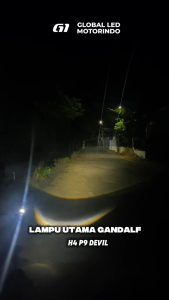 GANDALF Lampu Utama LED H4 Mini Projector Blue Lens Biled Projector Lensa Biru Cahaya Putih Flat Fan