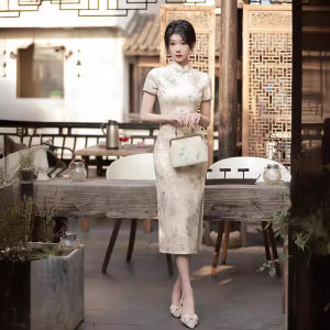 DSF Studio French cheongsam New temperament retro Chinese style long improved version young girl dress summer