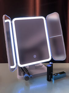 Luminous Folding LED Makeup Mirror Desktop Large Shell Design Beauty Care Gift for Girls with Light Portable Cosmetic Mirror