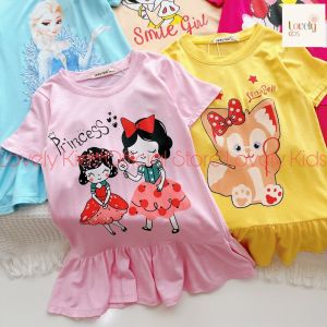 Váy Đầm Cho Bé Gái Chính Hãng Vải Thun Lạnh 10-26kg [Cực Xinh] Váy Cho Bé Gái Mặc Mùa Hè Tay Ngắn ĐẦM CỘC TAY Lovely Kids Official Store