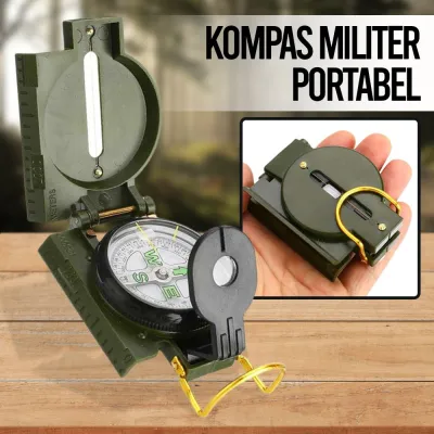 kompas lensatic portable outdoor waterproof kompas bidik army pramuka hiking camping alat navigasi petunjuk arah mata angin