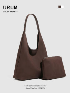 URUM Suede Large Capacity Tote Bag Womens Autumn Winter Beauty Reed Handbag American Retro Style Magnetic Buckle Closure PU Leather