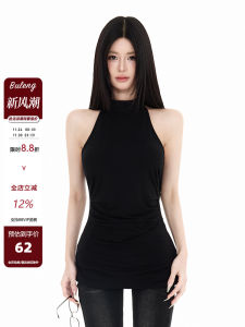 Áo Vest Không Dây Màu Đen Cho Nữ Mùa Hè 2025 Áo Chui Đầu Cổ Chữ V Tay Ngắn Thường Ngày Thời Trang Đường Phố Cho Thanh Thiếu Niên