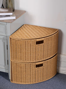 เรียบง่าย สไตล์ตู้เข้ามุม Multi-layer Storage Rack พัดลมรูปร่างห้องนั่งเล่นผนังมุมห้องนอน Turntable ตะกร้าเก็บ