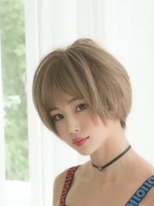 "Seven Queen" Wig 28cm short hair bob head short broken hair bangs wig natural high quality polyester