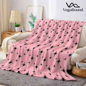 Pink Star Burst Print Flannel Blanket Warm Soft Halloween Christmas Decorative Couch Warm Cozy All-Season Gift
