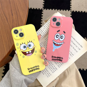 Full Cover SpongeBob SquarePants Cartoon Phone Case for  15Pro Max 14Plus 13 12 Mini Cute Female 8 7 Protective Cover Couple