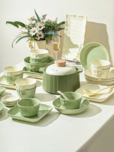 TAOYI | Underglaze Cream Colored High-Aesthetic Tableware Set