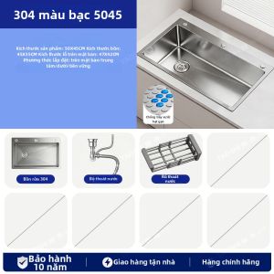 TAOSHI | Chậu Rửa Inox Dày Xả Nước Bên Trái Một Hố
