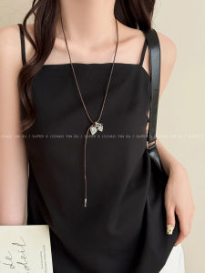 Korean Style Double Heart Necklace Womens Luxury Pullable Pendant Unique Design Sweater Chain Fashion Jewelry Accessory