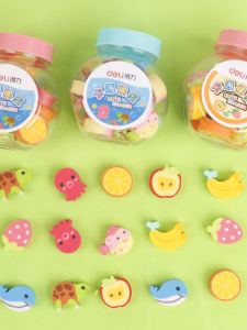Mini Cartoon Eraser Fruit Animal Design Children Students Eraser Rubber for Primary School Kids Kindergarten Delightful Eraser
