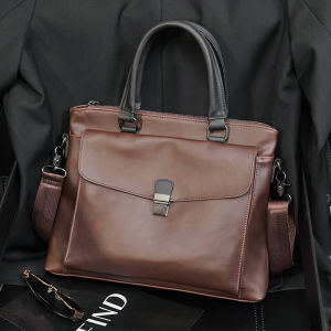 Túi Công Sở Da Mad Horse Phong Cách Retro Mới 2025 Cho Nam Túi Đeo Vai Chéo Da PU Cứng Có Khóa Kéo Phong Cách Đường Phố