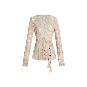 PURITY RING Heavyweight Fringed Knit Short Cardigan Textured Hand Hooked Poetic Nomadic Style Womens Slim Fit Soft Acrylic Sweater