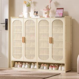 ZHUOLESHI | Rounded Door Cream Style Multi-Layer Shoe Cabinet