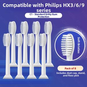 Philips Electric Toothbrush Head Adapter Diamond 3757 Compatible with HX9352/9304/9312/9372/9332/9362 Deep Cleaning Adult Hardness