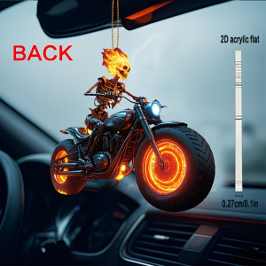 1PCS Charming Flame Skull Motorcycle Home Decoration Ideal Car Rearview Mirror Key Storage Bag Suspension Decoration