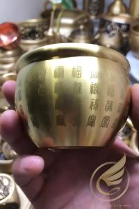 Chén Đồng Khắc Bát Nhã Tâm Kinh Chén Cúng Dường Bằng Đồng Chân Nến Chén Đựng Vật Phẩm Phong Thủy - Đồ Đồng Thuận Tâm