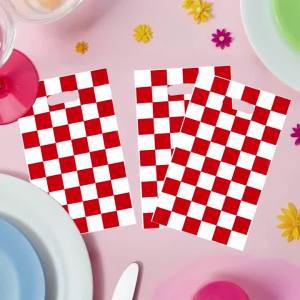 20Pcs/40Pcs Party Gift Bags Red and White Checkered Gift Bags Suitable for Birthdays Festivals Parties Events Party Gift Packaging Bags Party Small Gift Packaging Bags Event and Party Supplies