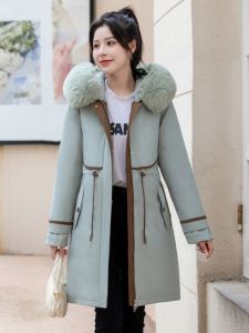 ภายในที่ถอดออกได้ ซับใน เสื้อแจ็กเก็ตขนเป็ด ผู้หญิง ความยาวปานกลาง หลวม หนา ฤดูหนาว เสื้อโค้ทผ้าฝ้าย เสื้อคลุมสไตล์ใหม่ ผ้าฝ้าย ขนเป็ด แจ๊กเก็ต