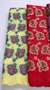 High Quality African Cotton Swiss Voile Lace Fabric Beige Pink Floral Embroidery Lace for Wedding Sewing