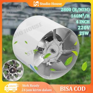 4 INCH Metal Inline Duct Fan Booster Exhaust Blower Air Cooling Vent 220V 25W 100MM Toilet Dapur Restoran Udara Hisap Angin Ventilasi