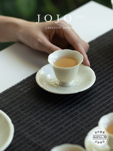 Warmth JOJOS L Ceramic Tea Cup High Footed Master Cup Home Use Tea Set Gift for Tea Lovers Chinese Style Handmade Craft