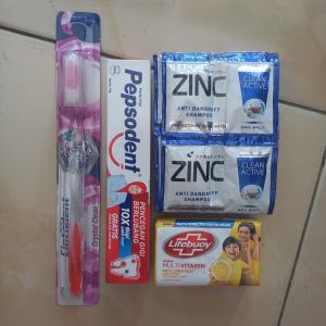 (isi 5) PAKET mandi  HEMAT SABUN SHAMPO PASTA GIGI PEPSODENT SIKAT GIGI DAN SUNLIGHT PENCUCI PIRING