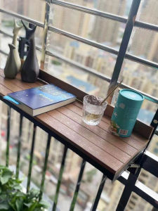 Balcony Foldable Small Bar Counter Hanging Table Small Apartment Window Table For Home Outdoor Casual Guardrail Hanging Table