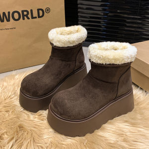 Thick Sole Heightening Thickening Snow Boots for Women Winter New Arrival Little People Feel like Walking on Shit Heattech Northeast Cotton Waterproof Short Boots