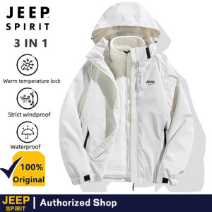 Jeep Tinh Thần Mùa Đông Windproof Không Thấm Nước Nam Nữ Áo Khoác 1+ 1 Bộ Áo Khoác Zip Pockets3 Trong 1 thể thao ngoài trời đa năng Áo khoác đi bộ đường dài