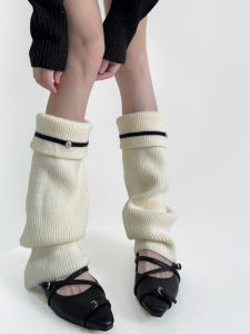 Sweet Milk White over Knee Socks with Metal Buckle Y2K Spicy Girl JK Subculture Lolita Lazy Feeling Womens Winter Warm Thickened Home Clothes
