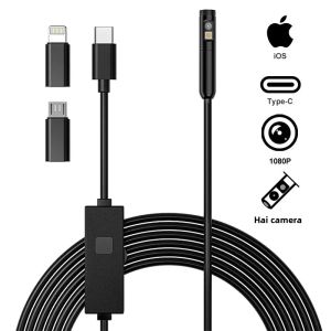 HD1080P TYPE-C Camera Kép Nội Soi 3 Trong 1 Micro USB Cho iOS iPhone Android Chống Nước Ống Kiểm Tra Borescope