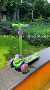 Disney Licensed Buzz Basic 3 in 1 Wheels Baby And Children Scooter Foldable Adjustable Height LED Light Up Wheels Rear Brake 2-8 years old Boy & Girl