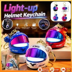 Kebidu mát Mũ bảo hiểm đua xe đèn móc khóa lên LED Mini Mũ bảo hiểm Mặt dây chuyền với âm thanh chuông sáng tạo vòng xâu chìa khóa xe hơi Phụ kiện cho nam giới chàng trai tay đua Quà Tặng