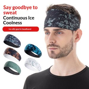 Sports Sweatband Quick Dry Ice Silk Headband For Running Yoga Fitness Breathable Absorbent Non-slip Hair Band Outdoor Sports
