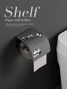 Cute Giant Panda Toilet Paper Roll Holder Roll Holder Punch-Free Paper Holder Tissue Rack Toilet Wall Hanging