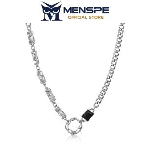 MENSPE Silver Black Necklace Ring Design Cool Pendant Boyfriend Girlfriend Gift Fashion Jewelry Accessories Simple Safety Buckle Pendant Necklaces  for Men Women Gift Package