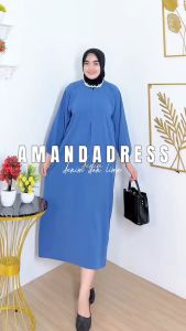 Amanda Dress Crinkle Wanita Lengan Panjang