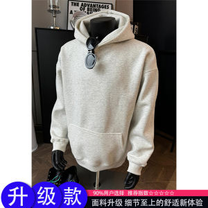 เสื้อสเวตเตอร์ฮู้ดคอกลมทรงหลวมสำหรับผู้ชาย ทรงหลวม แขนยาว เสื้อเชิ้ตฤดูหนาว สีพื้น ทรงหลวม แฟชั่นฤดูใบไม้ร่วง