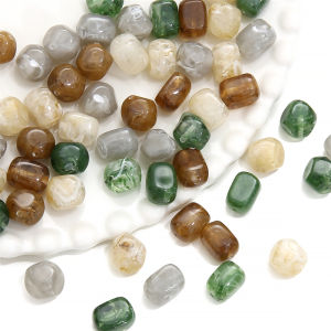 5Pcs Colorful Amber Halo Rectangle Beads Resin Loose Spacer Irregular Beads for Jewelry Making DIY Bracelet Necklace Accessories