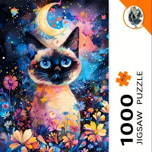 500/1000/1200/2000PCS Jigsaw Puzzle Beautiful Siamese Cat Scene For Adults Perfect For Quiet Evening Activity