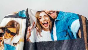 Custom Blanket with Photo Personalized Blankets and Throws Picture Blanket for Christmas Valentines Day Birthday Gifts Customized Gifts for Mom Dad Girlfriend Boyfriend Couple(1 Photo)