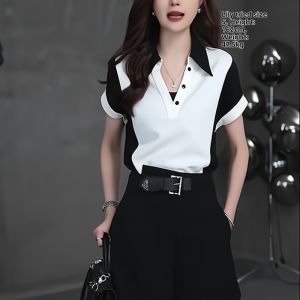 Contrast Color Design Short Sleeve POLO T-Shirt