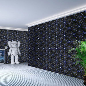 1 Roll of Modern Technology Style 3D Luminous Wallpaper Easy to Past and Peel Waterproof Self-Adhesive Removable Contact Paper for Living Room Bedroom Ktv Wall Decoration Wallpaper