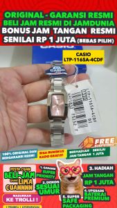 CASIO ORIGINAL - CASIO LTP-1165A-4C - WOMEN - Silver Pink - Stainless - Jam dunia JD18ST