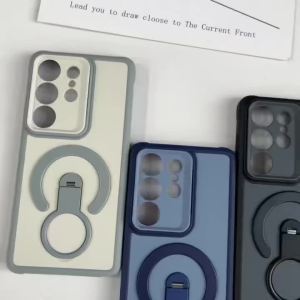 Shockproof Armor Matte For Magsafe Magnetic Case For Samsung Galaxy S26 S25 Edge S24 S23 Ultra Plus FE Handheld Grip Stand Cover