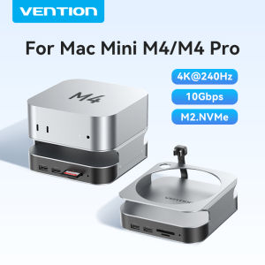 Vention | Vention USB HUB Docking Station for Mac Mini M4 M4Pro DP 4K 240Hz USB 3.2 10Gbps M.2 NVMe SSD SD&TF 3.0 3.5mm Adapter USB Dock