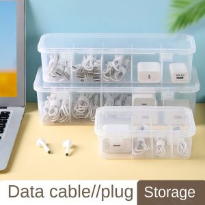 UUMIR Case Classification Data Cable Organizer Transparent with Lid Clutter Collection Box Durable Dustproof Desktop Organizer for Office Home